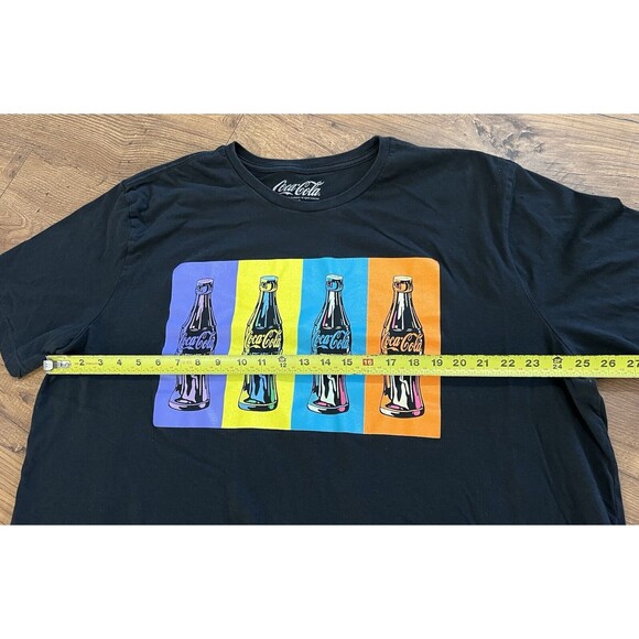 Vintage Retro Coca Cola 4 Glass Bottles Black Short Sleeve T Shirt Mens 2X - Picture 5 of 8